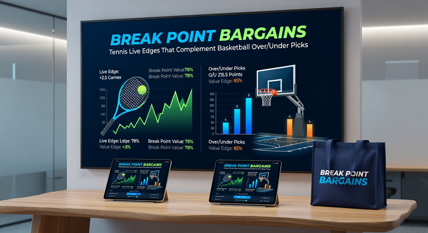 Split-screen view of a tense tennis break point rally alongside a basketball player driving for a layup during overtime, highlighting live betting synergy