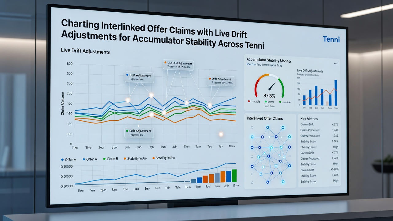 Live dashboard screenshot showing drift adjustments applied to accumulator legs in tennis, basketball, and horse racing markets