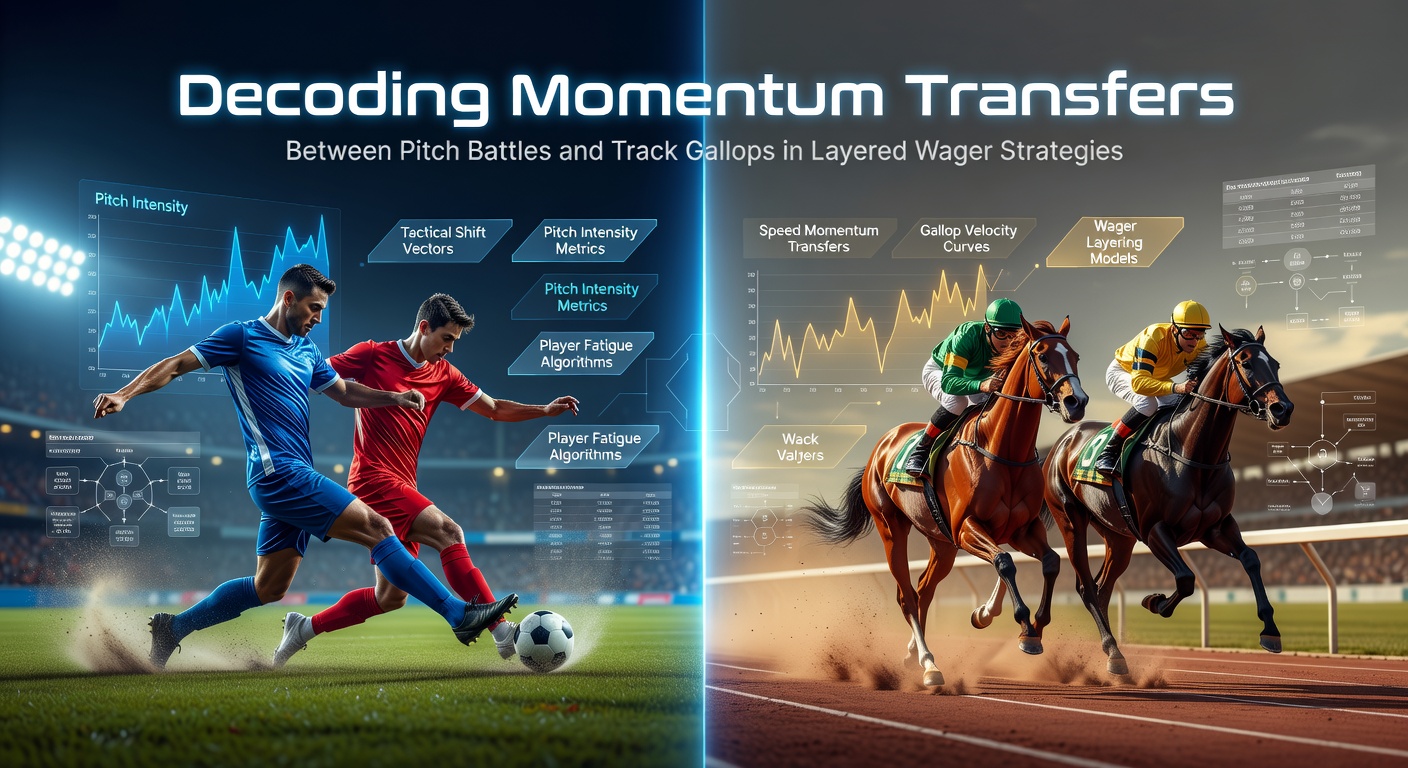 Cricket pitch scene transitioning to horse racing track with betting strategy overlays