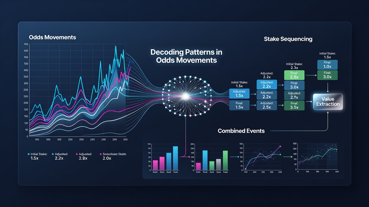 Detailed charts showing stake adjustments aligned with real-time odds drift patterns across multiple events