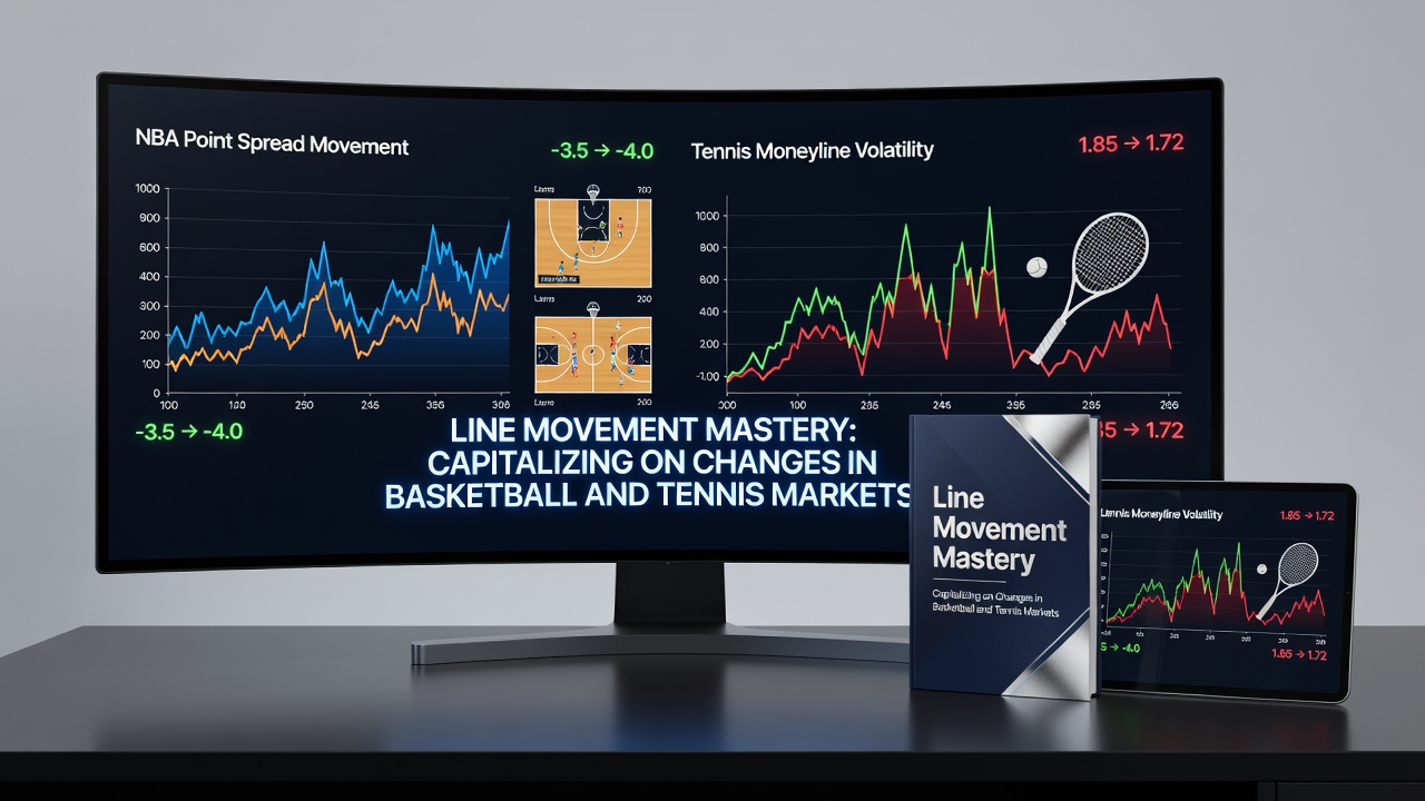 Close-up of a digital odds board displaying shifting basketball spreads and tennis game lines
