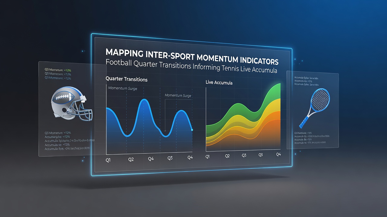 Data charts showing correlations between football quarter transitions and tennis accumulator adjustments during live events