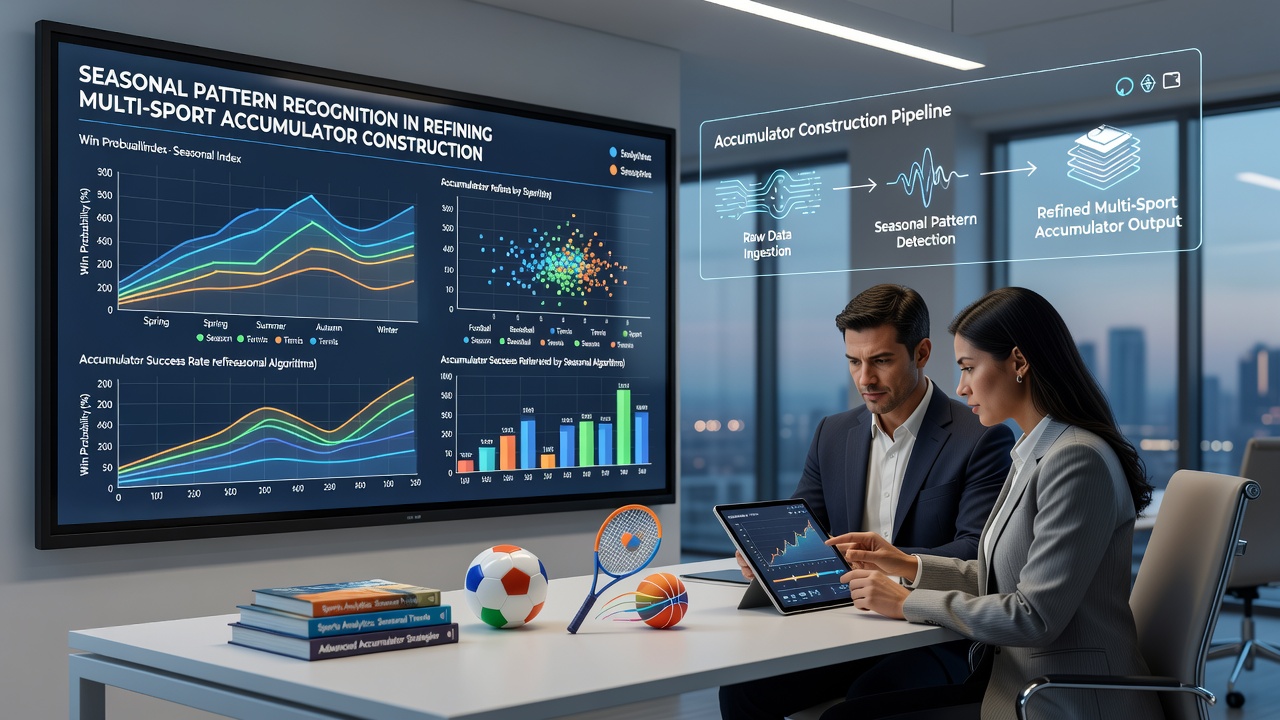 Analyst reviewing multi-sport accumulator charts with seasonal overlays for football pre-season and tennis grass court statistics