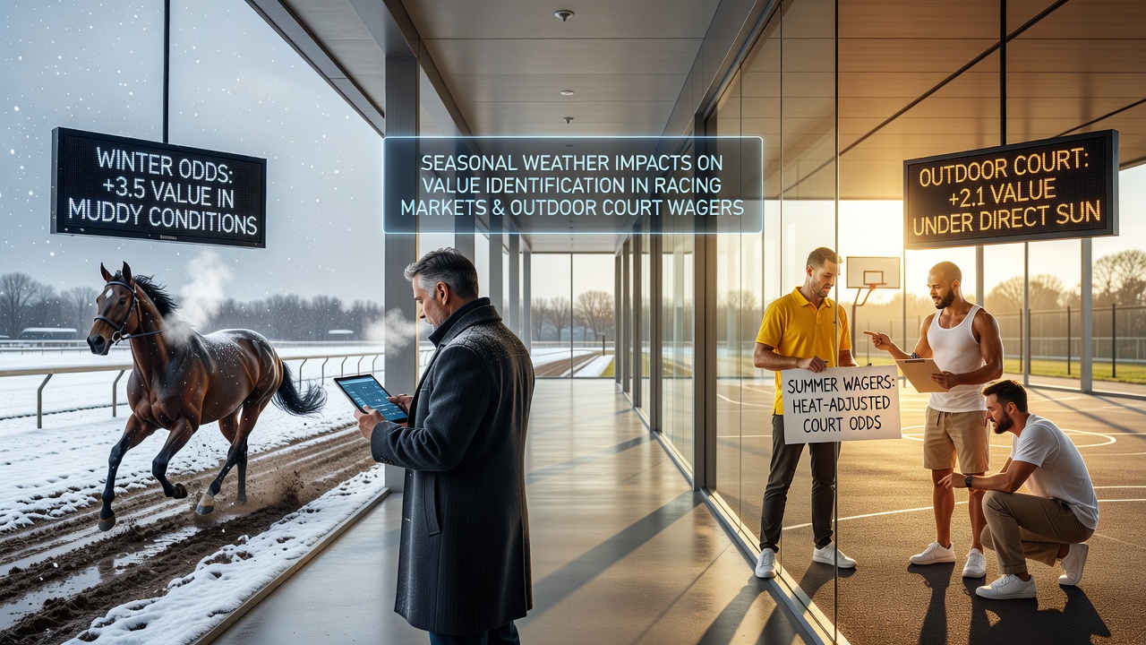 Weather conditions affecting horse racing tracks and outdoor court surfaces during seasonal transitions